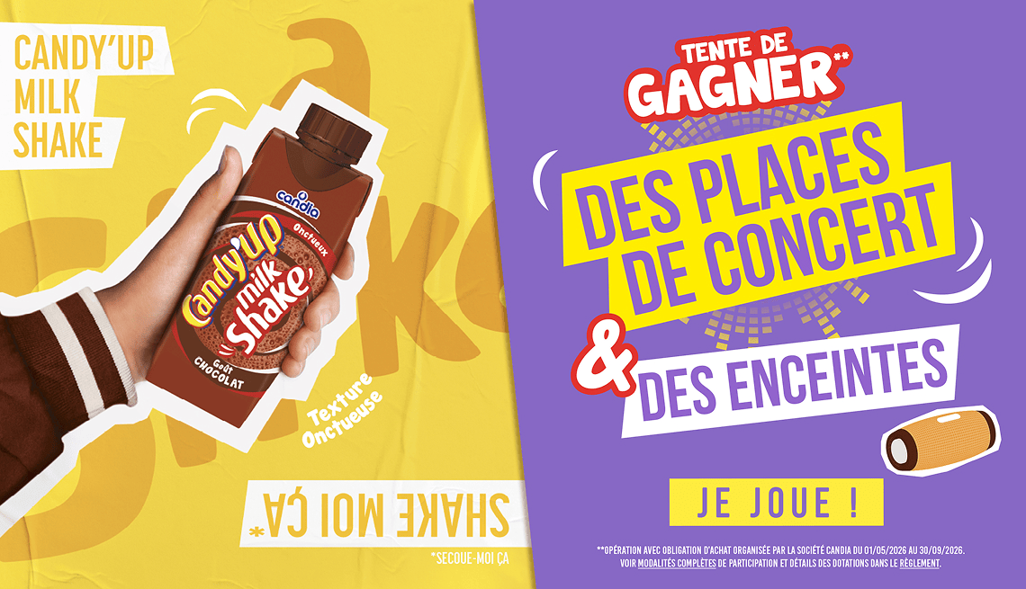 Tente de gagner des places de concert et des enceintes avec Candy'Up Milkshake