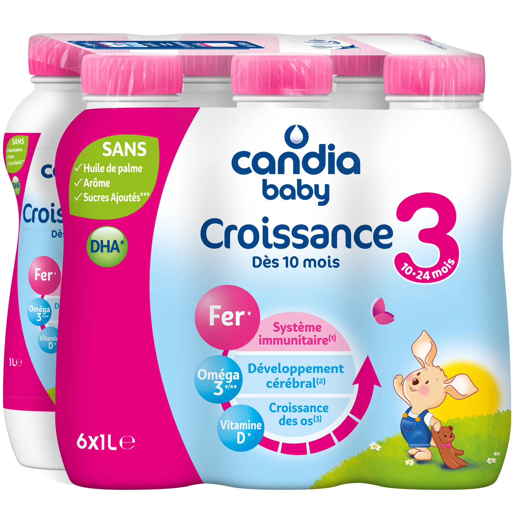 CANDIA Baby Croissance Lait 3ème âge Chocolat - 6x25 cl - De 10