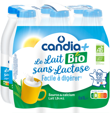 CANDIA+ Le lait Bio sans lactose 6 x 1 L