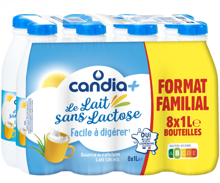 CANDIA+ Le lait sans lactose 8 x 1 L format familial