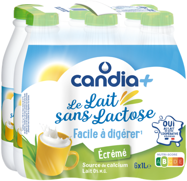 CANDIA+ Le lait sans lactose Écrémé 6 x 1 L